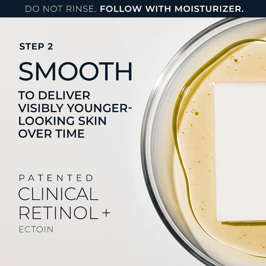 RoC Retinol Correxion Line Smoothing 2-Step Peel Pads - Clinical Retinol & 5-Acid Blend for Fine Lines & Dull Skin, 20 Treatments