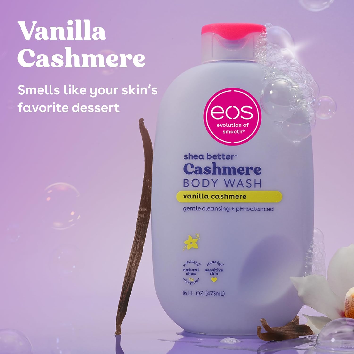 eos Moisturizing Vanilla Body Wash for Sensitive Skin - Shea Butter Formula