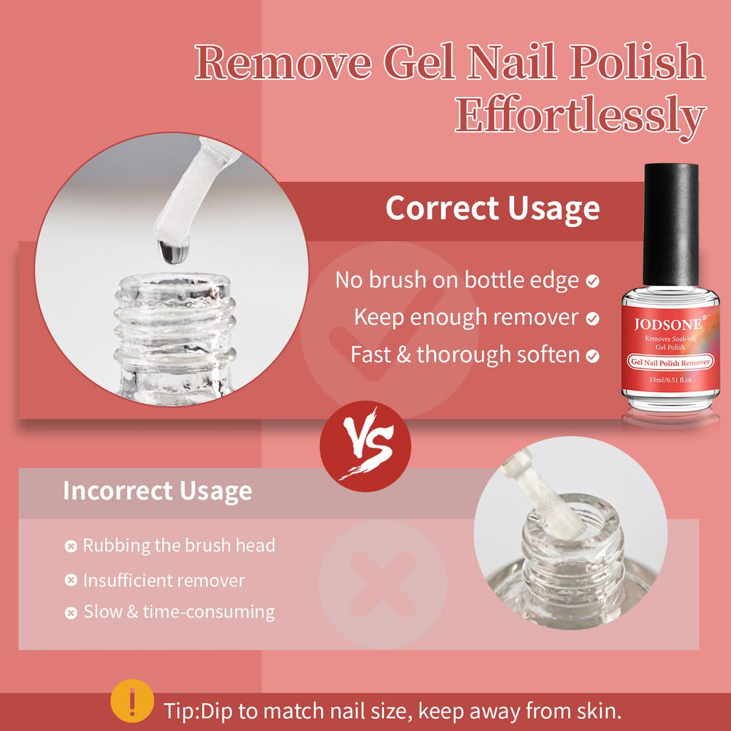JODSONE Gel Nail Polish Remover - No Soak, Quick 3-5 Min Removal for Nails