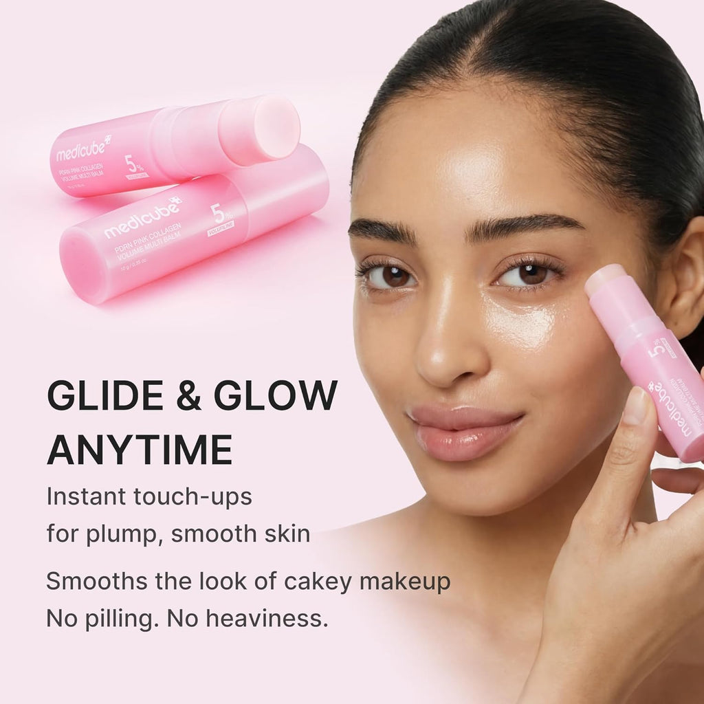 Medicube PDRN Pink Collagen Volume Multi Balm Stick for Under-Eyes & Smile Lines - Plumping Radiance for Neck, Lips
