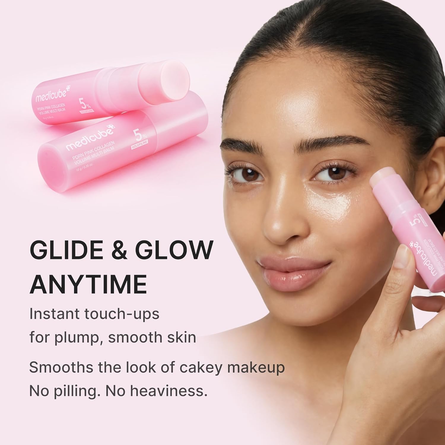Medicube PDRN Pink Collagen Volume Multi Balm Stick for Under-Eyes & Smile Lines - Plumping Radiance for Neck, Lips