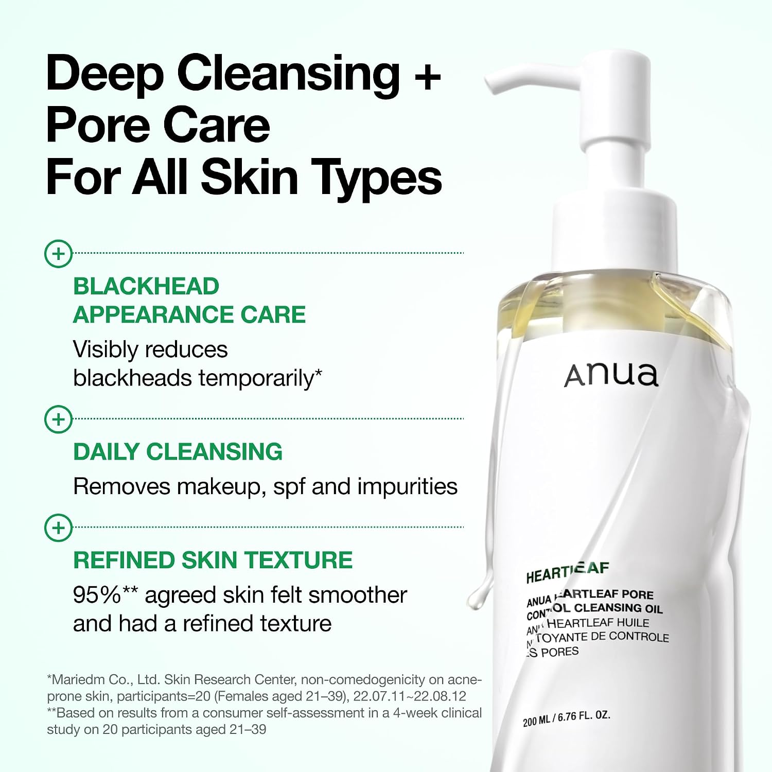 ANUA Heartleaf Pore Control Cleansing Oil - Gentle Makeup Remover for All Skin Types, 200ml