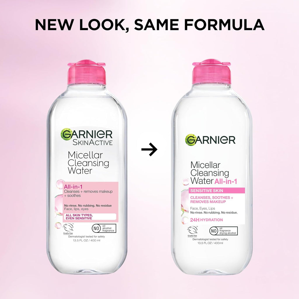 Garnier Micellar Cleansing Water for Sensitive Skin - All-in-1 Makeup Remover, 13.5 fl oz