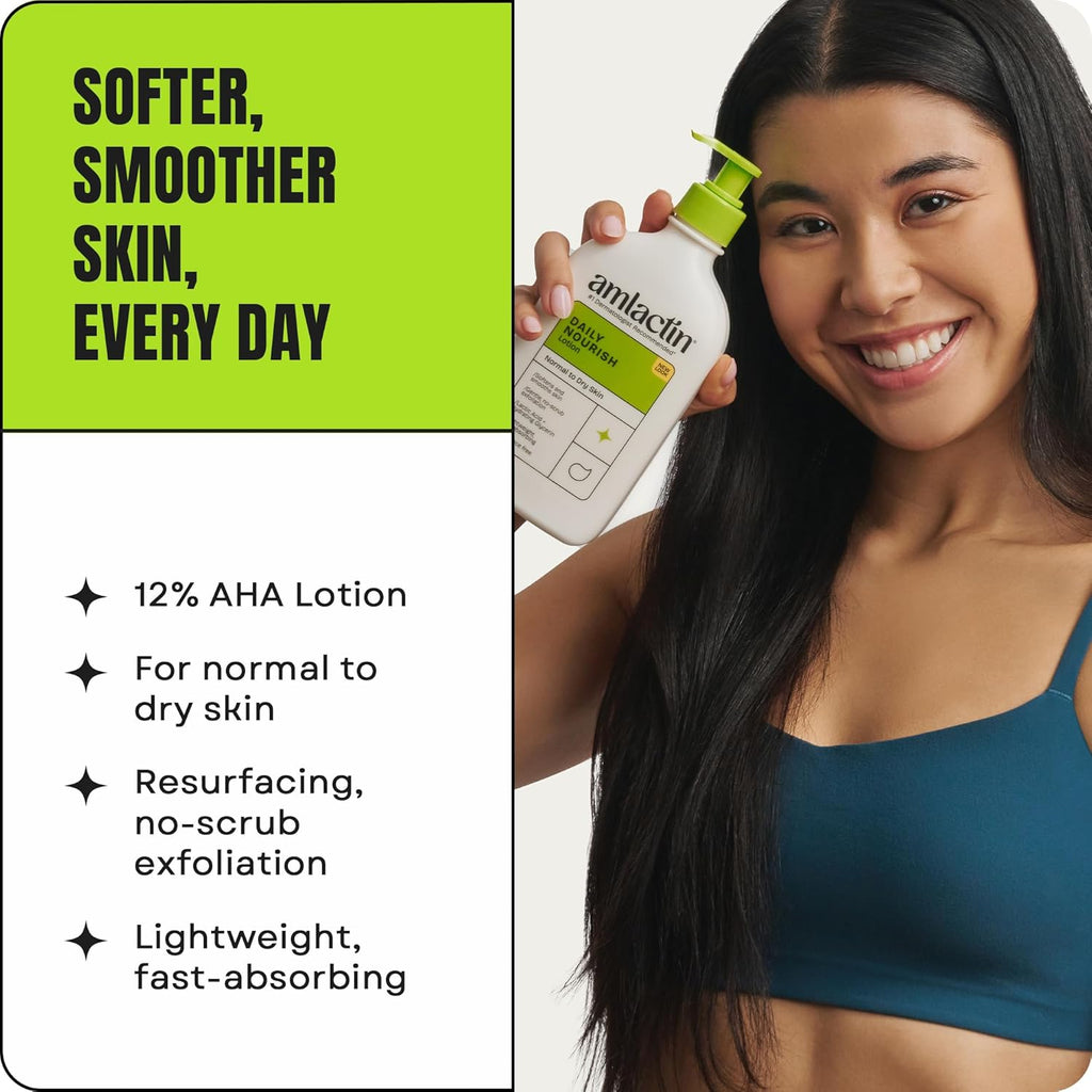 AmLactin Daily Nourish Lotion: 12% Lactic Acid Moisturizer for Dry Skin