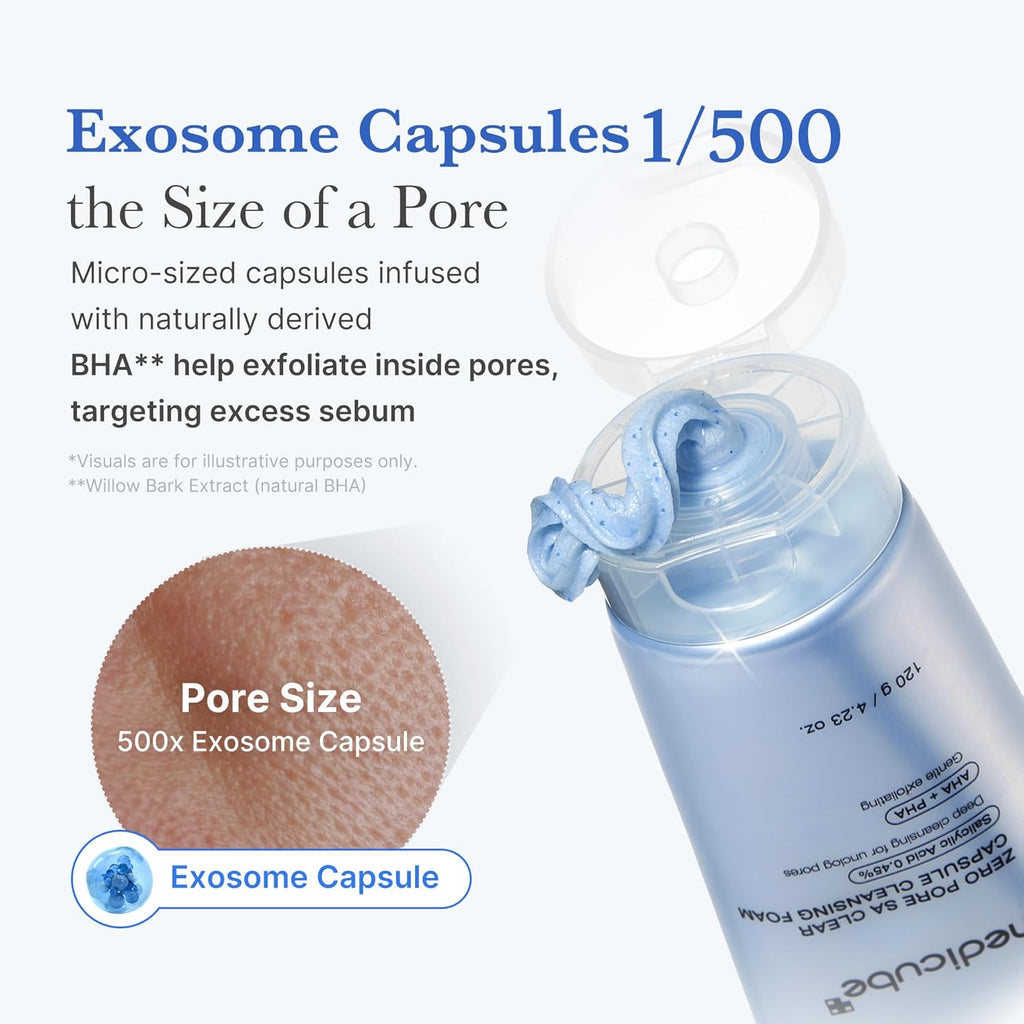 medicube Zero Pore Capsule Cleansing Foam - Daily Gentle Face Wash for Blackhead & Pore Care with AHA/BHA/PHA, 4.23 oz