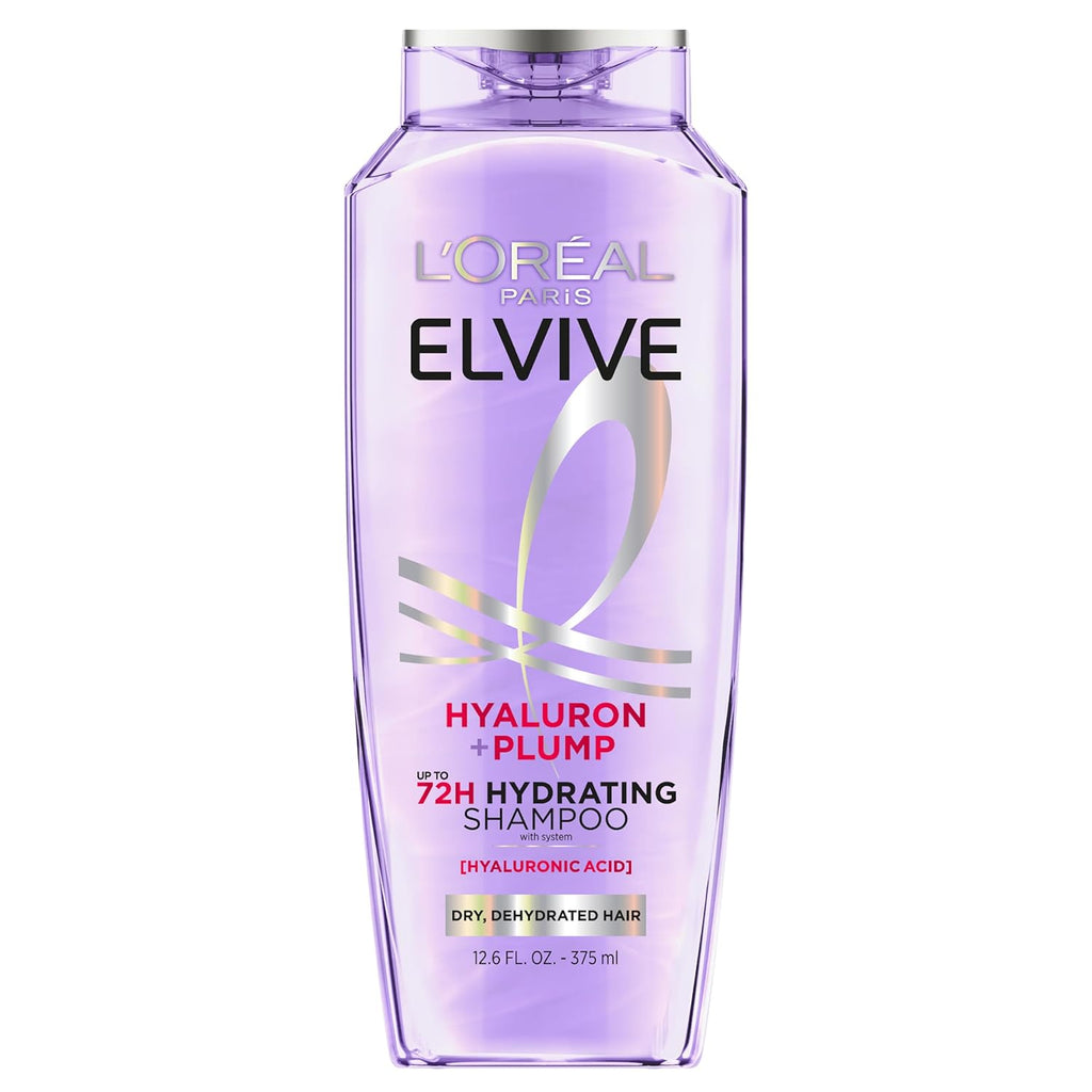 L'Oreal Paris Elvive Hyaluron Plump Shampoo - 72H Moisture for Dry Hair, Paraben-Free, 12.6 Fl Oz