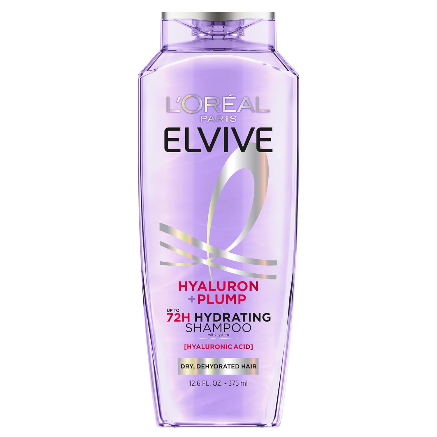 L'Oreal Paris Elvive Hyaluron Plump Shampoo - 72H Moisture for Dry Hair, Paraben-Free, 12.6 Fl Oz
