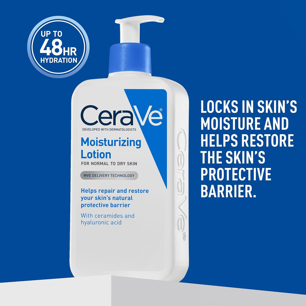 CeraVe Daily Moisturizing Lotion for Dry Skin - Hydrating Body & Face Cream with Ceramides, Fragrance Free, 19 Ounce