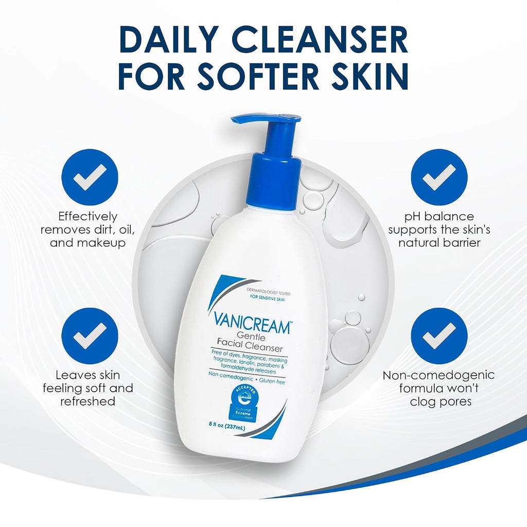 Vanicream Gentle Facial Cleanser with Pump Dispenser - 8 fl oz for Sensitive Skin