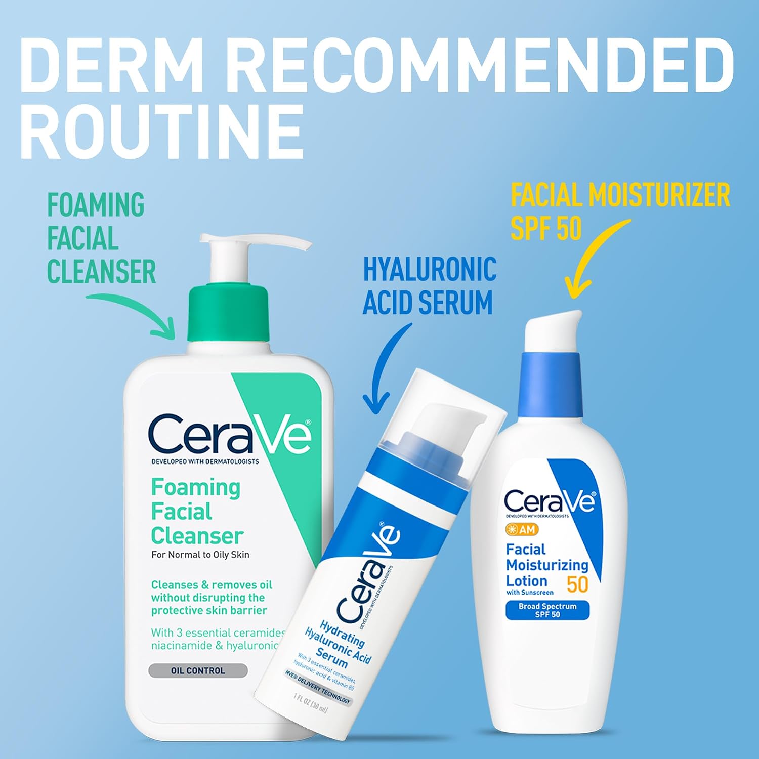 CeraVe AM Facial Moisturizer SPF 50 - Hydrating Daily Face Lotion with Broad Spectrum Sunscreen & Ceramides for All Skin Types