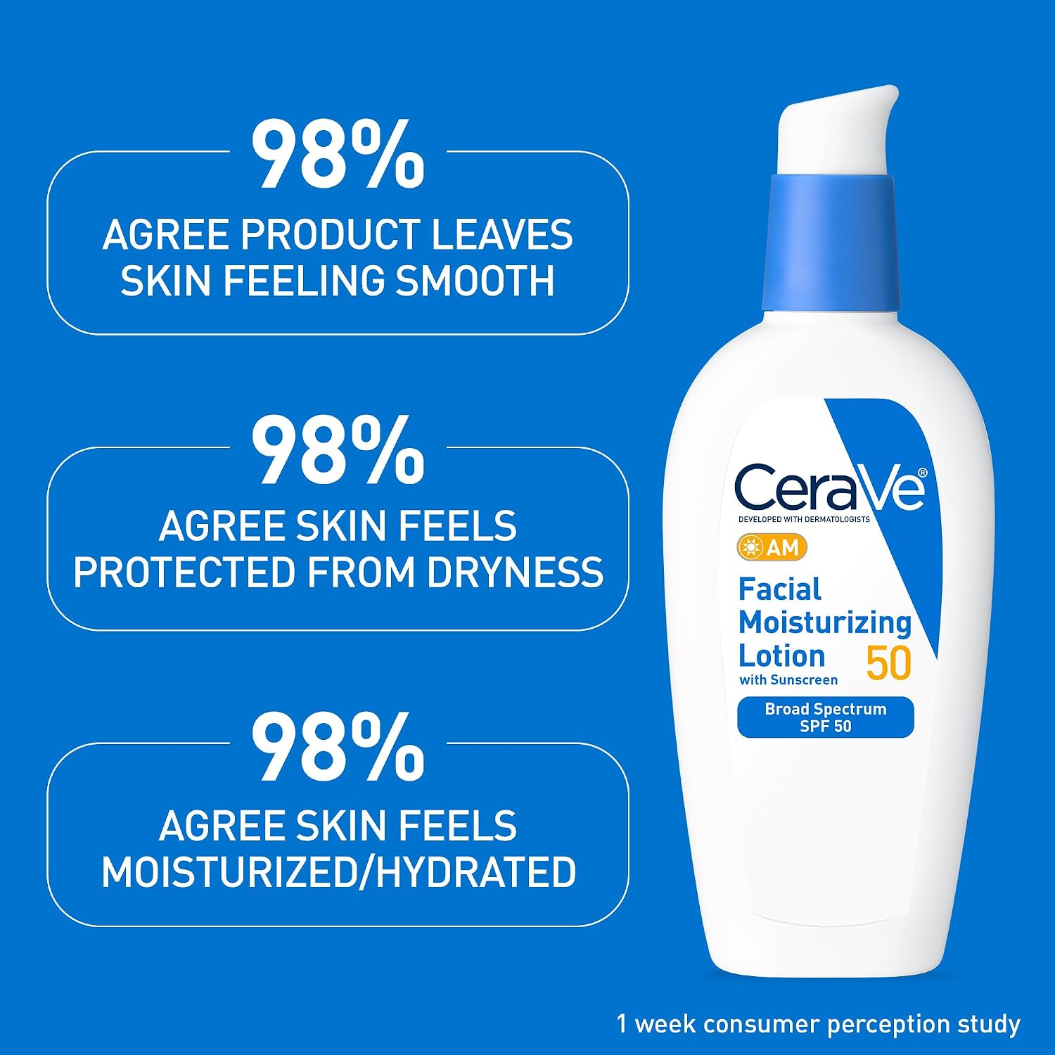 CeraVe AM Facial Moisturizer SPF 50 - Hydrating Daily Face Lotion with Broad Spectrum Sunscreen & Ceramides for All Skin Types