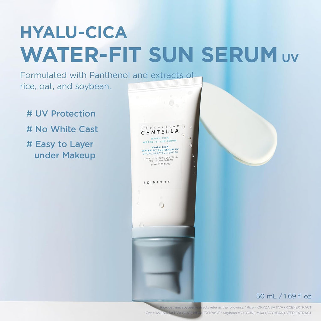 SKIN1004 Centella Hyalu-Cica Sun Serum SPF 50 - Lightweight Daily Facial Sunscreen for All Skin Types