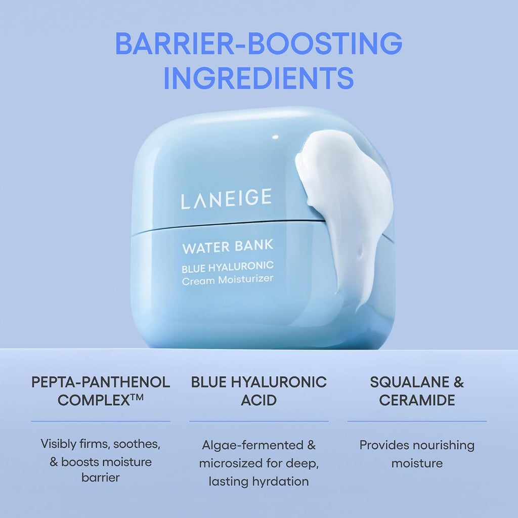 Laneige Water Bank Blue Hyaluronic Cream - Hydrating Face Moisturizer for All Skin Types