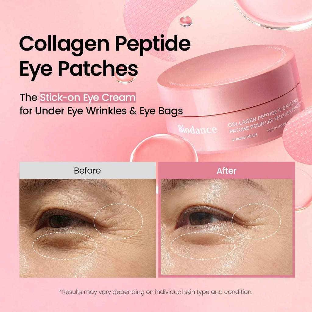 BIODANCE Collagen Peptide Eye Patches for Fine Lines & Smile Lines - 60 Count