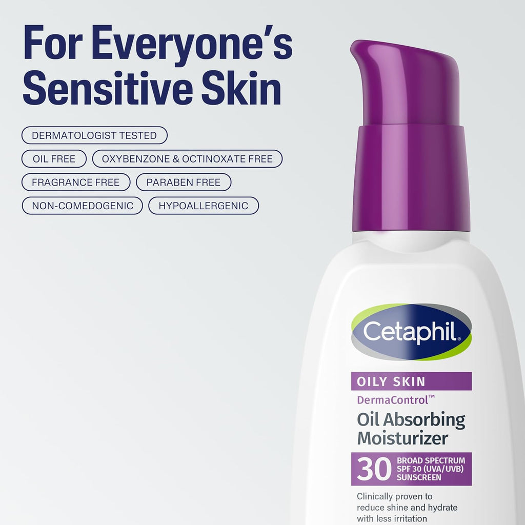 Cetaphil DermaControl Oil-Absorbing Moisturizer with SPF 30 for Oily Skin, 4 fl oz