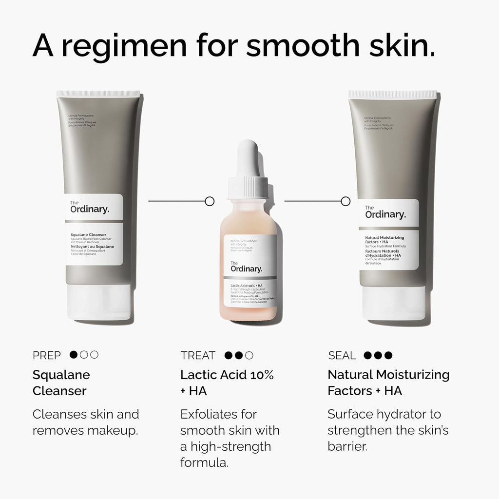The Ordinary Lactic Acid 10% + Hyaluronic Acid Serum for Smoother Skin, 1 Fl Oz