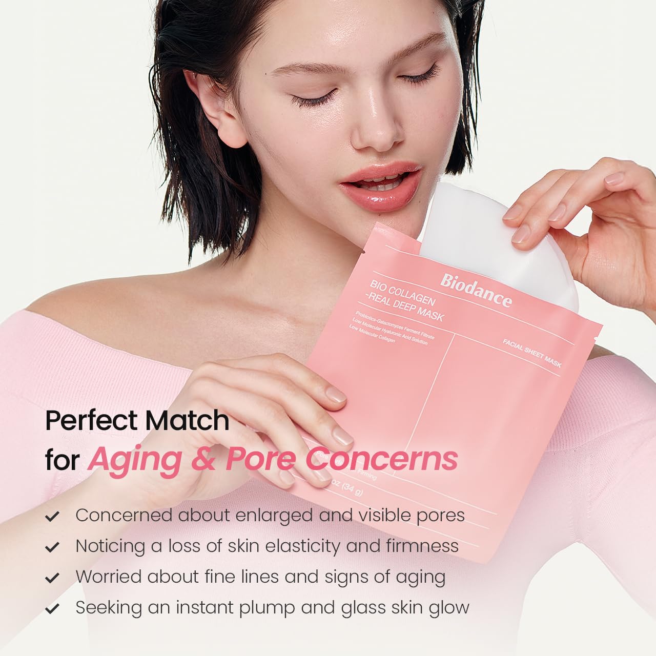 BIODANCE Bio-Collagen Hydrogel Overnight Mask - Deep Hydration & Pore Tightening for All Skin Types (4 Count)