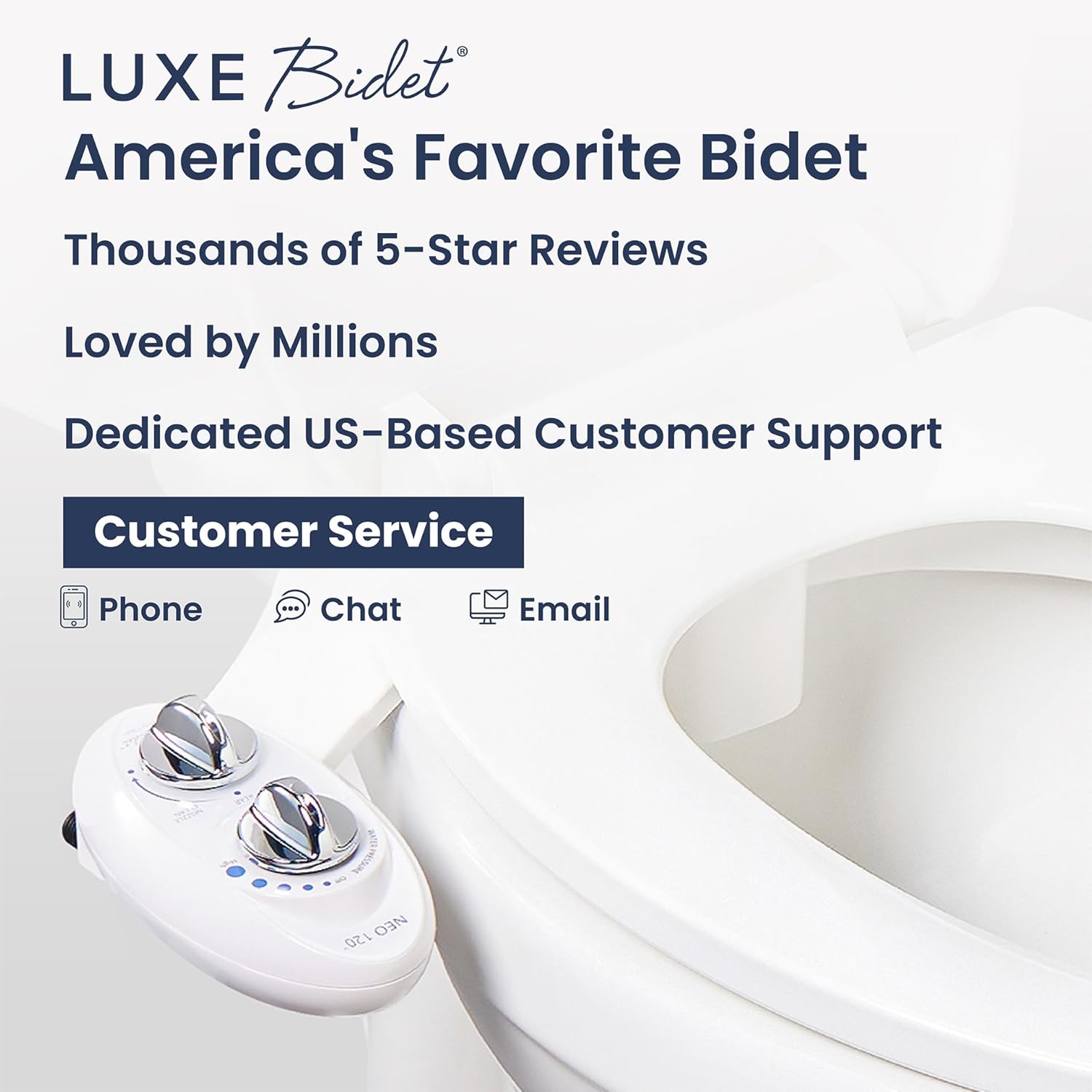 LUXE Bidet NEO 120 White - Self-Cleaning Non-Electric Toilet Seat Attachment