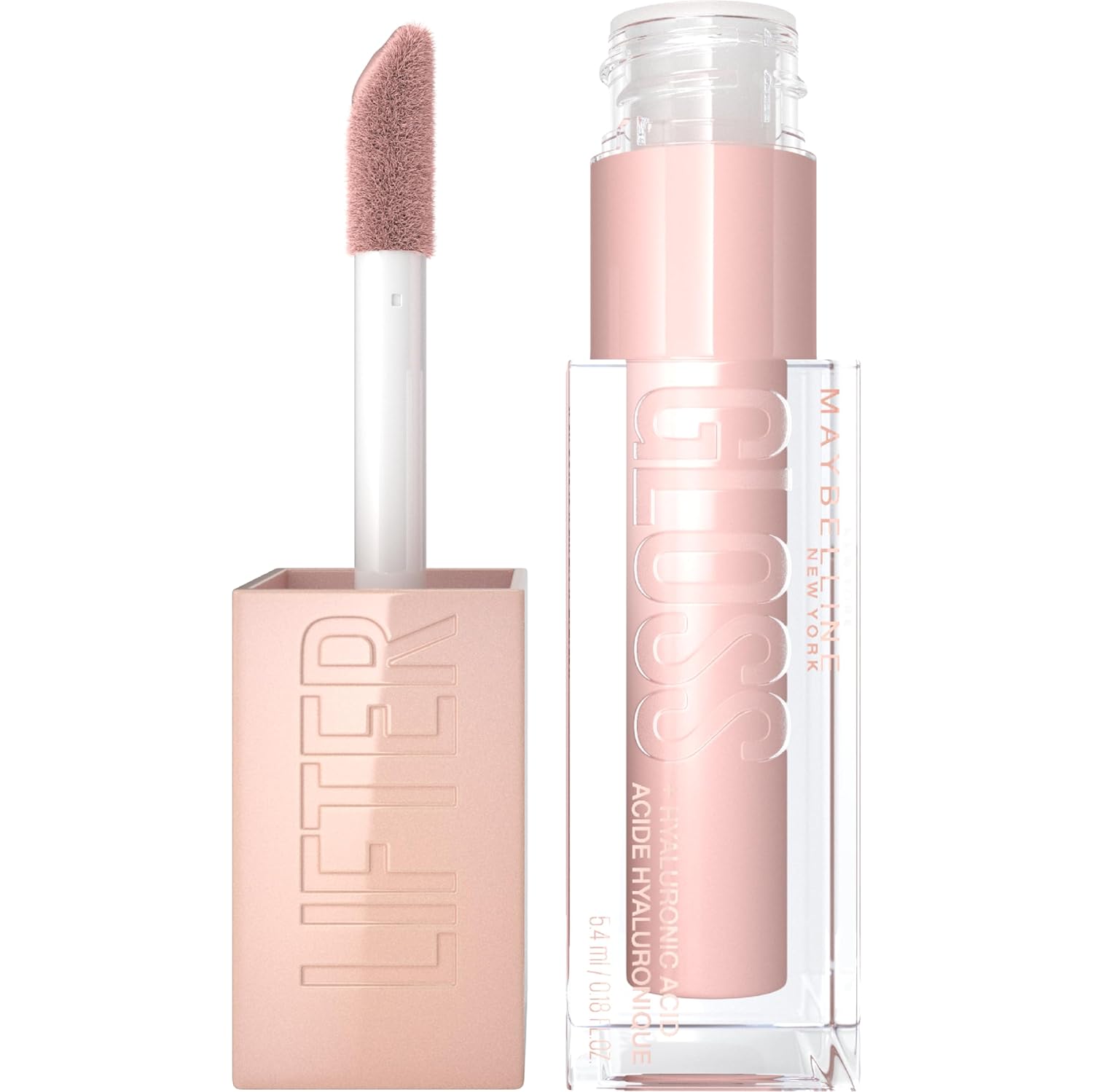 Hydrating Plumping Lip Gloss with Hyaluronic Acid - Maybelline Lifter Gloss Ice Pink Neutral 0.18 oz