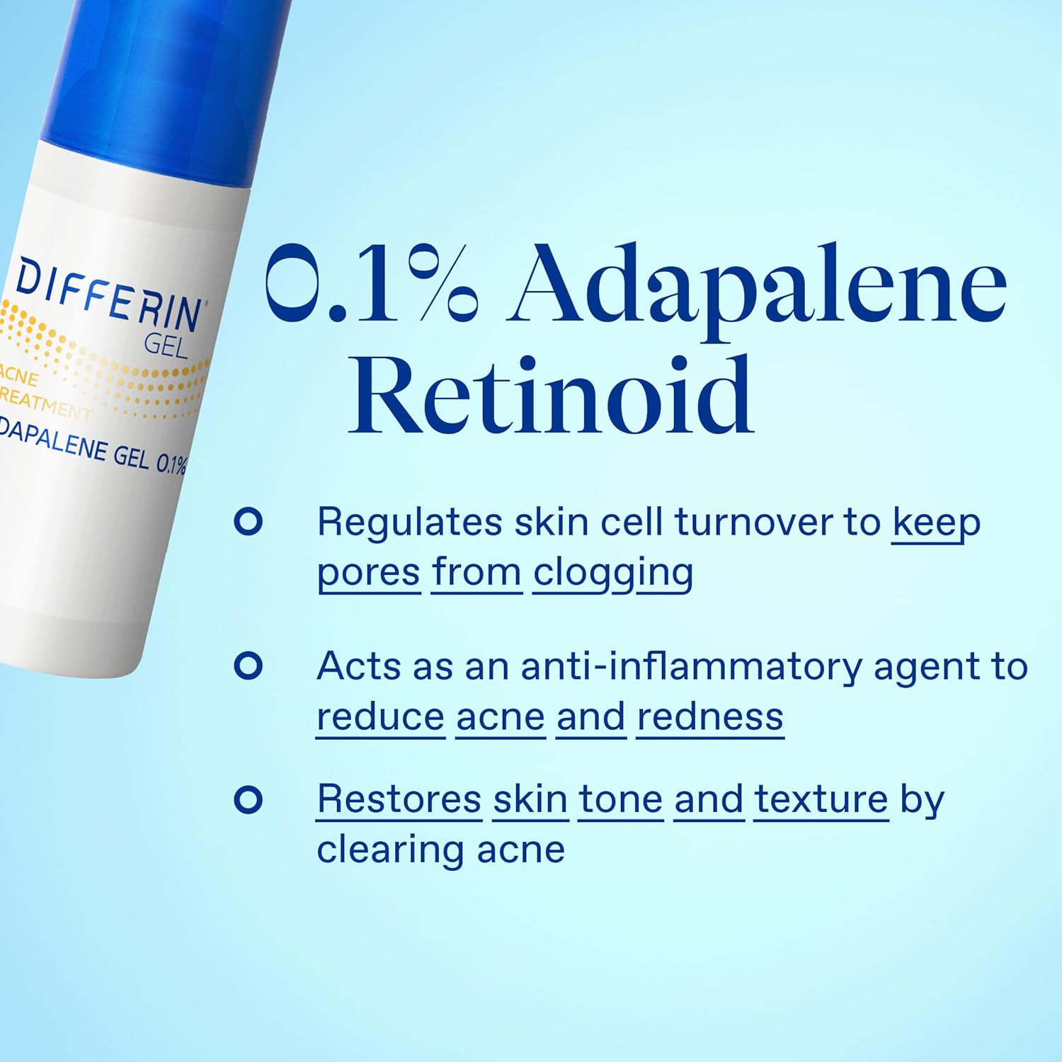 Differin Acne Treatment Gel - 0.1% Retinoid for Clear Skin, 45g Pump