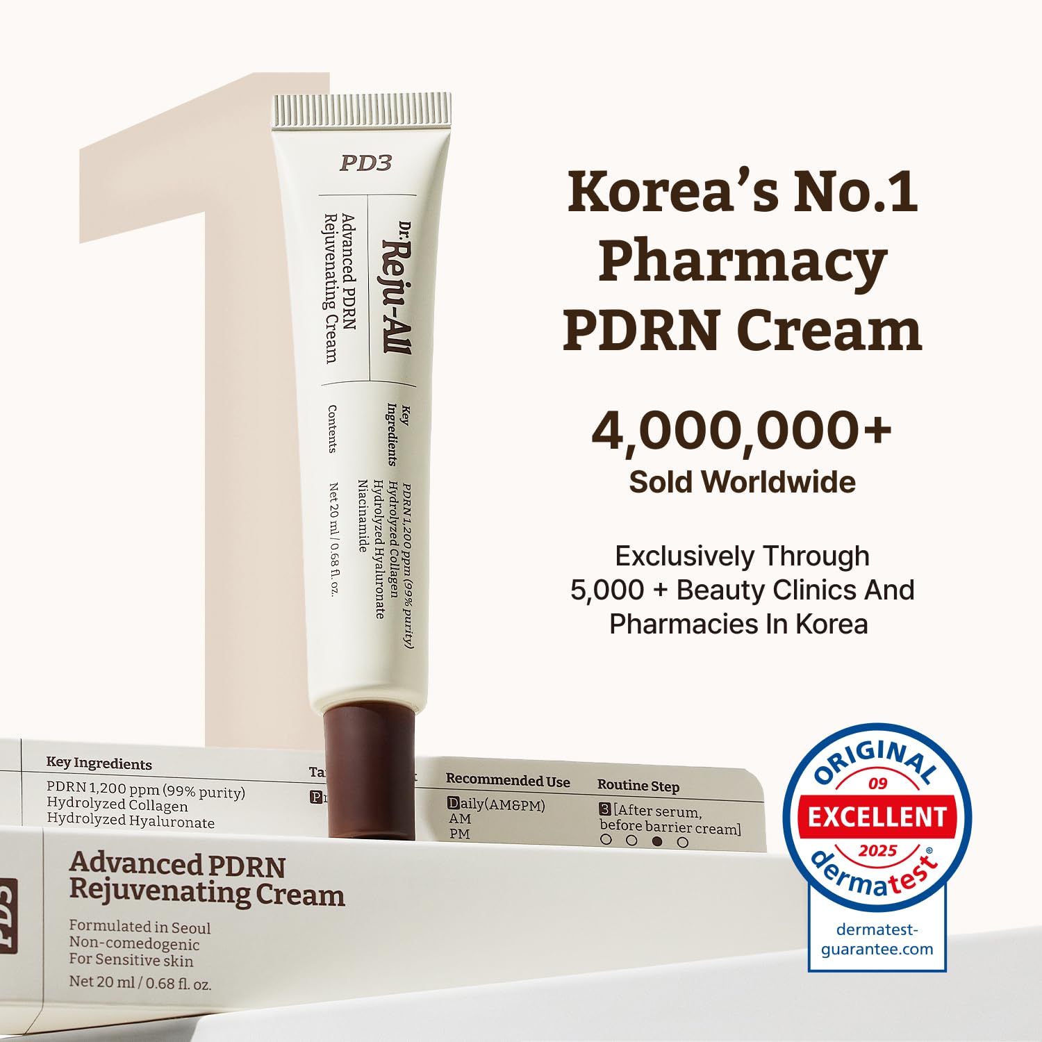 Dr.Reju-All PDRN Face Cream - 1200ppm Glass Skin Moisturizer for All Skin Types