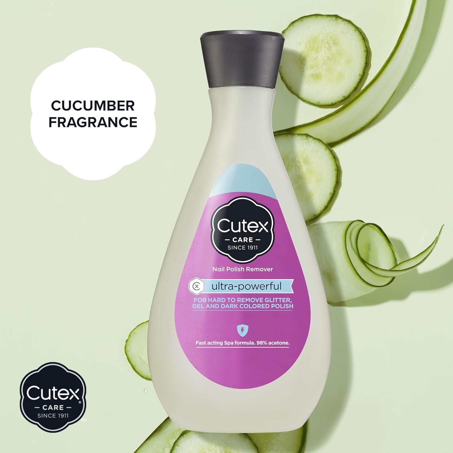 Cutex Gel Nail Polish Remover - Removes Tough Polishes (UV Gel, Glitter) Fast & Paraben-Free, 6.76 Fl Oz