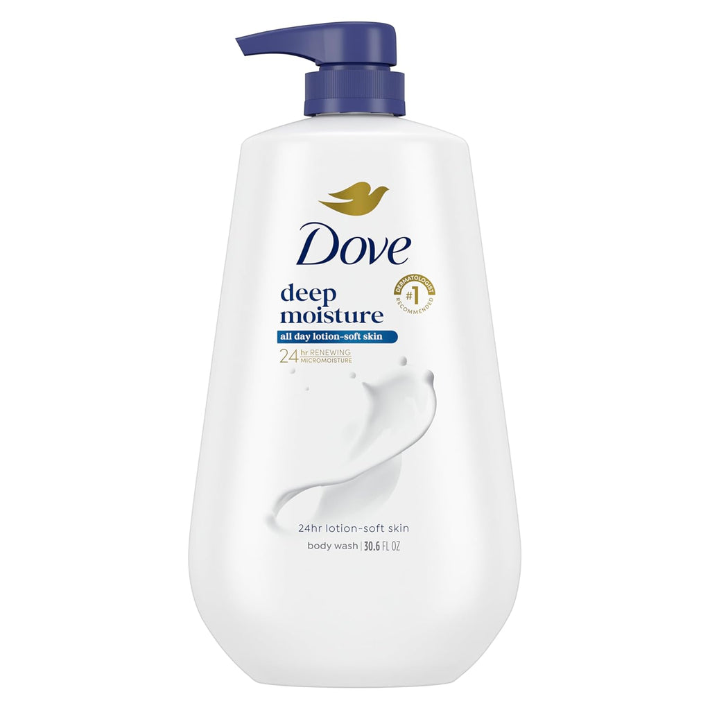 Dove Deep Moisture Body Wash for Dry Skin - 24HR Lotion Softness with No Sulfates & Parabens
