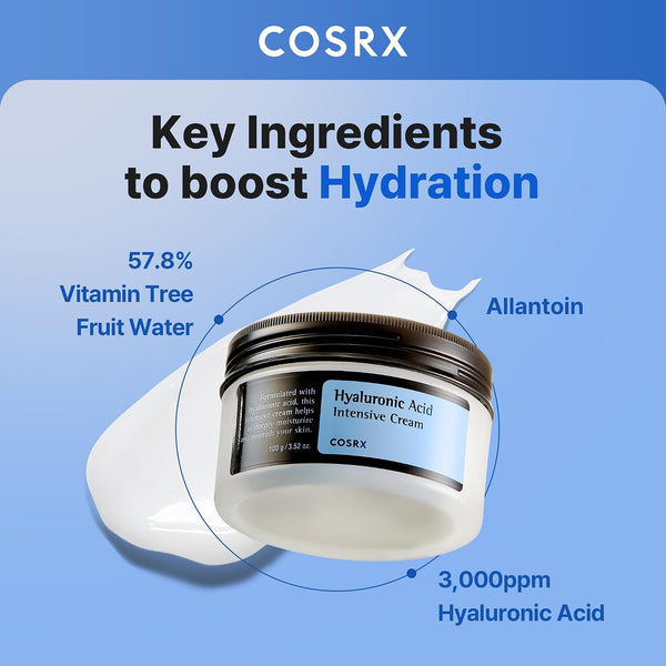 COSRX Hyaluronic Acid Moisturizer for Sensitive Skin - Lightweight, Non-Greasy Daily Cream, 3.52 oz