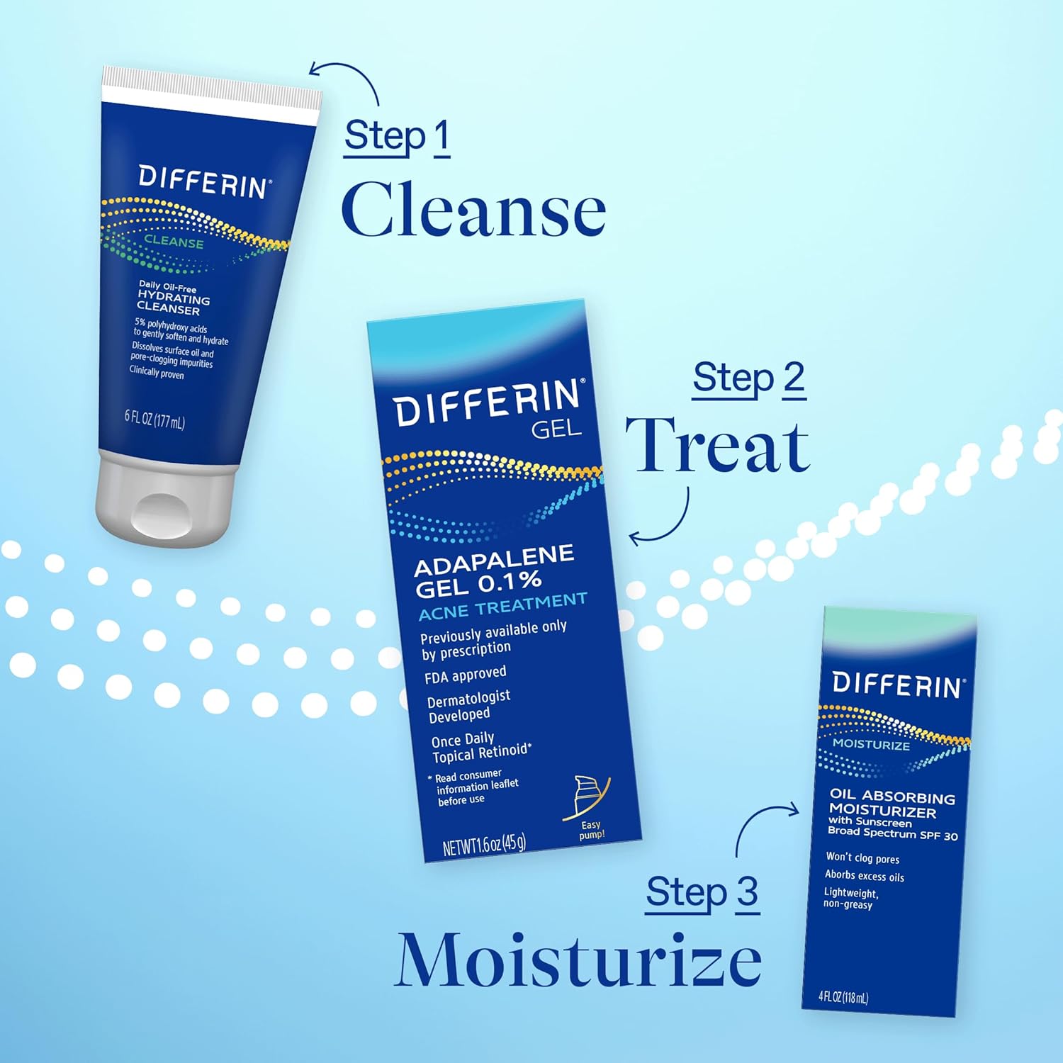 Differin Acne Treatment Gel - 0.1% Retinoid for Clear Skin, 45g Pump
