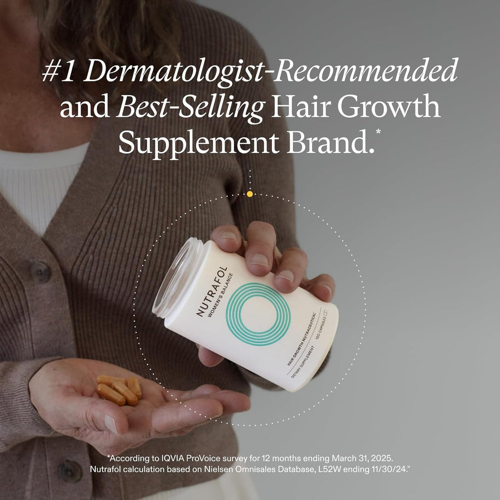 Nutrafol Women's Balance Hair Growth Supplements for Thinning Hair in 45+ Women-4-Capsule Daily Dose