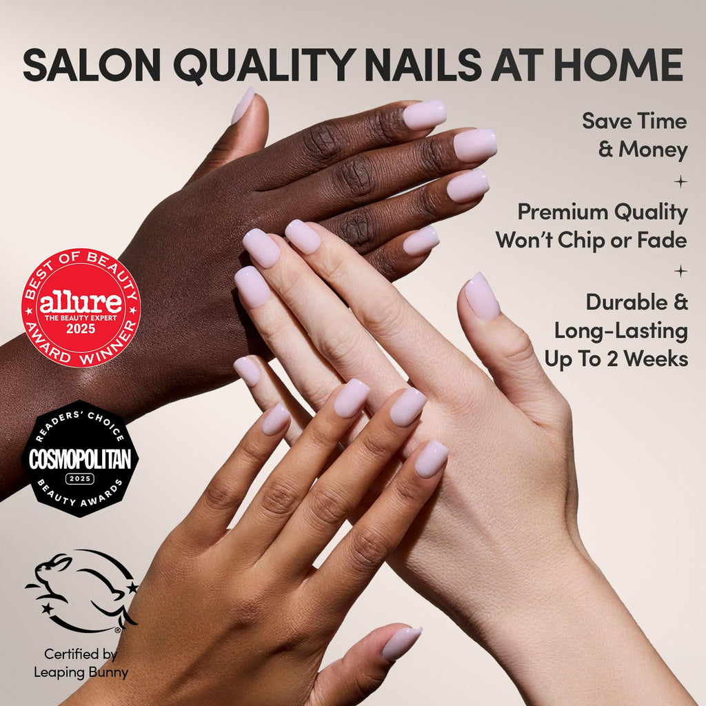 Glamnetic Soft Girl Squoval Press On Nails | 30 Count Milky Pink Fake Nails