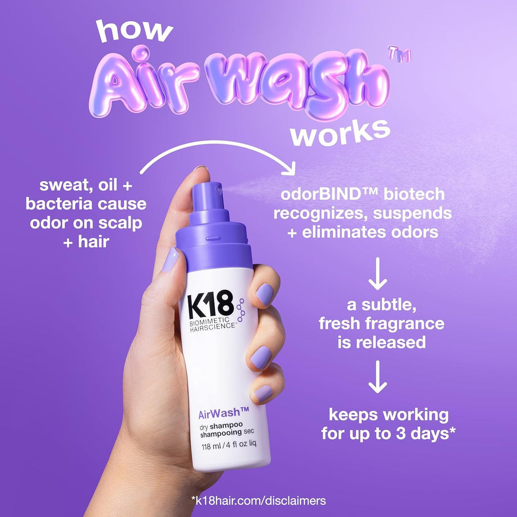 K18 Non-Aerosol Dry Shampoo - Odor-Eliminating & Oil-Control for Up to 3 Days