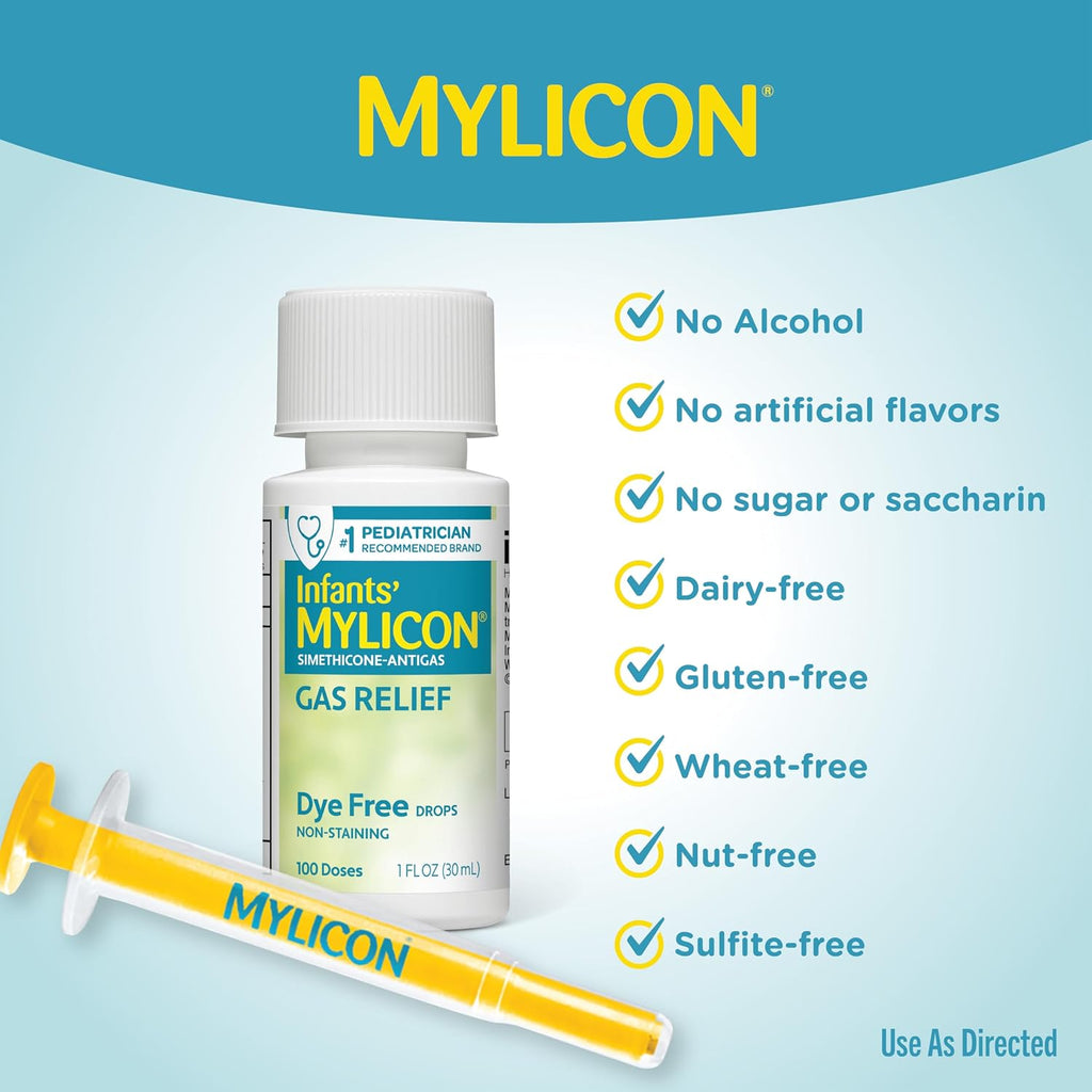 Mylicon Infant Gas Relief Drops - Dye-Free Formula, 1 fl oz
