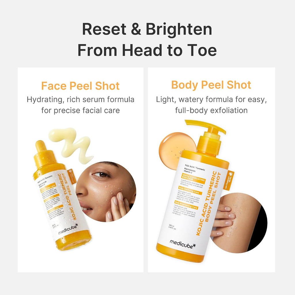 Medicube Turmeric Peel Shot - Gentle Daily Exfoliant with BHA/LHA/PHA for Dull Skin, 2.7 fl.oz