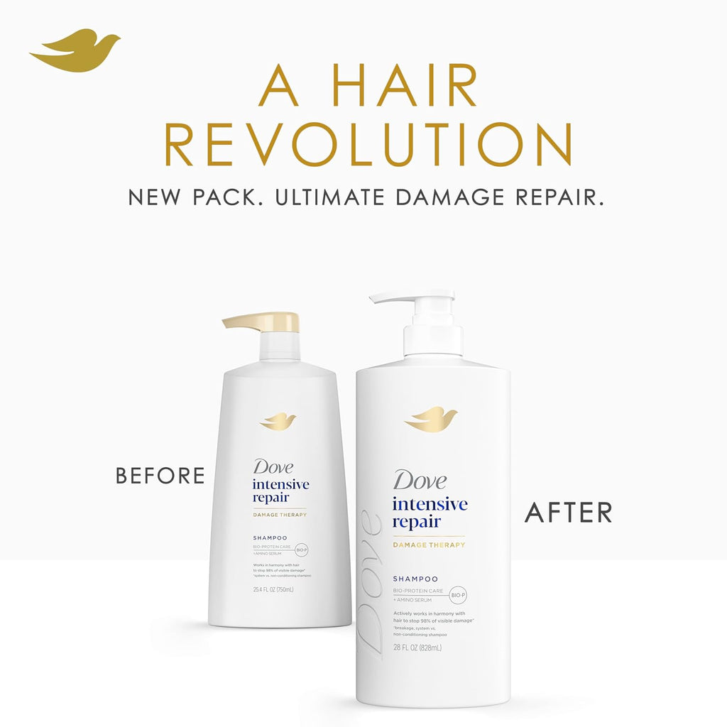 Dove Intensive Repair Shampoo for Damaged Hair with Bio-Protein & Amino Serum, 28 Fl Oz