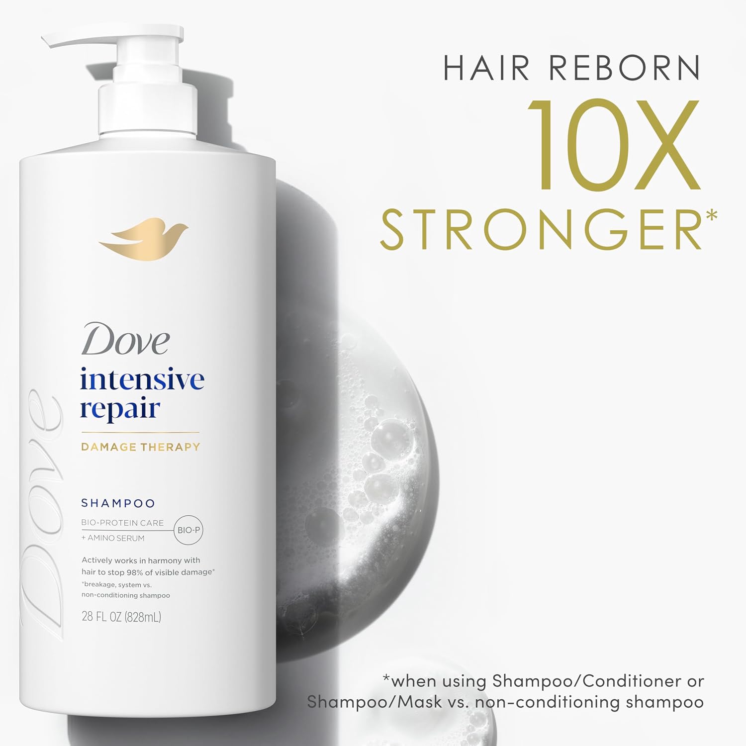 Dove Intensive Repair Shampoo for Damaged Hair with Bio-Protein & Amino Serum, 28 Fl Oz