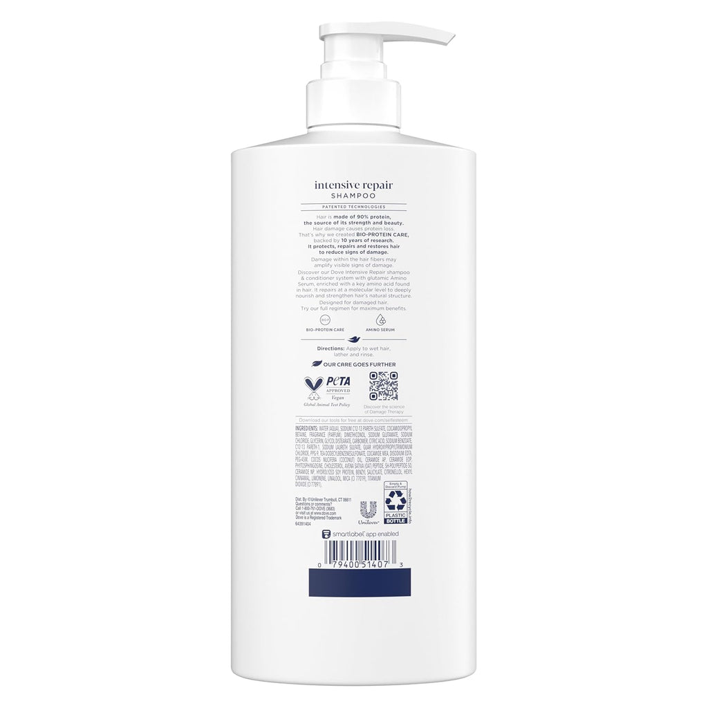 Dove Intensive Repair Shampoo for Damaged Hair with Bio-Protein & Amino Serum, 28 Fl Oz