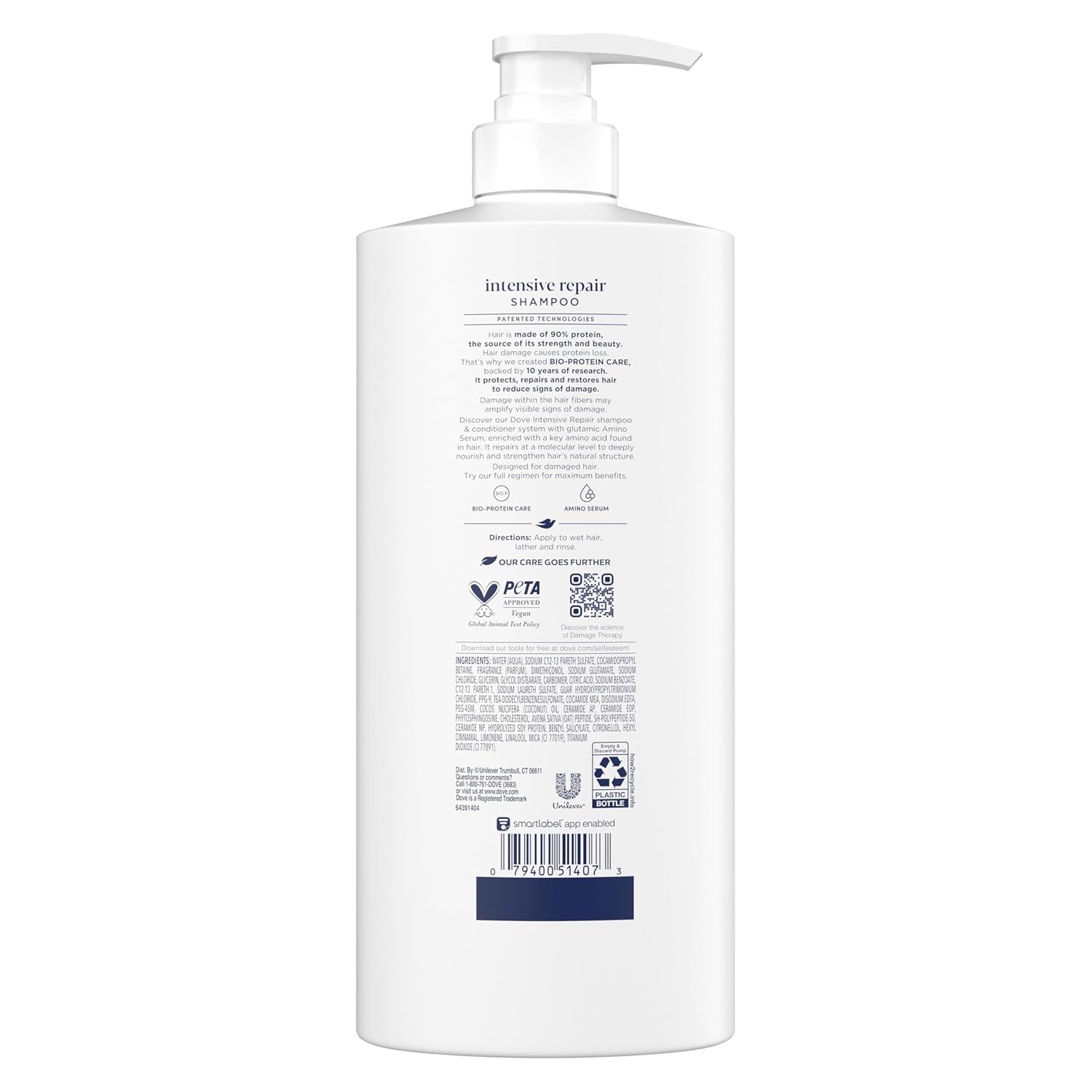 Dove Intensive Repair Shampoo for Damaged Hair with Bio-Protein & Amino Serum, 28 Fl Oz