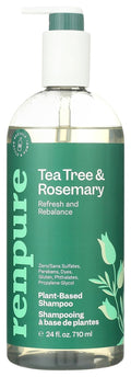 Renpure Plant-Based Tea Tree & Rosemary Shampoo for Dry Scalp - Moisturizing, Dye-Free, 24 fl oz
