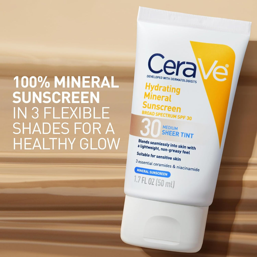 CeraVe Hydrating Mineral SPF 30 Sheer Tint Face Sunscreen - For All Skin Types
