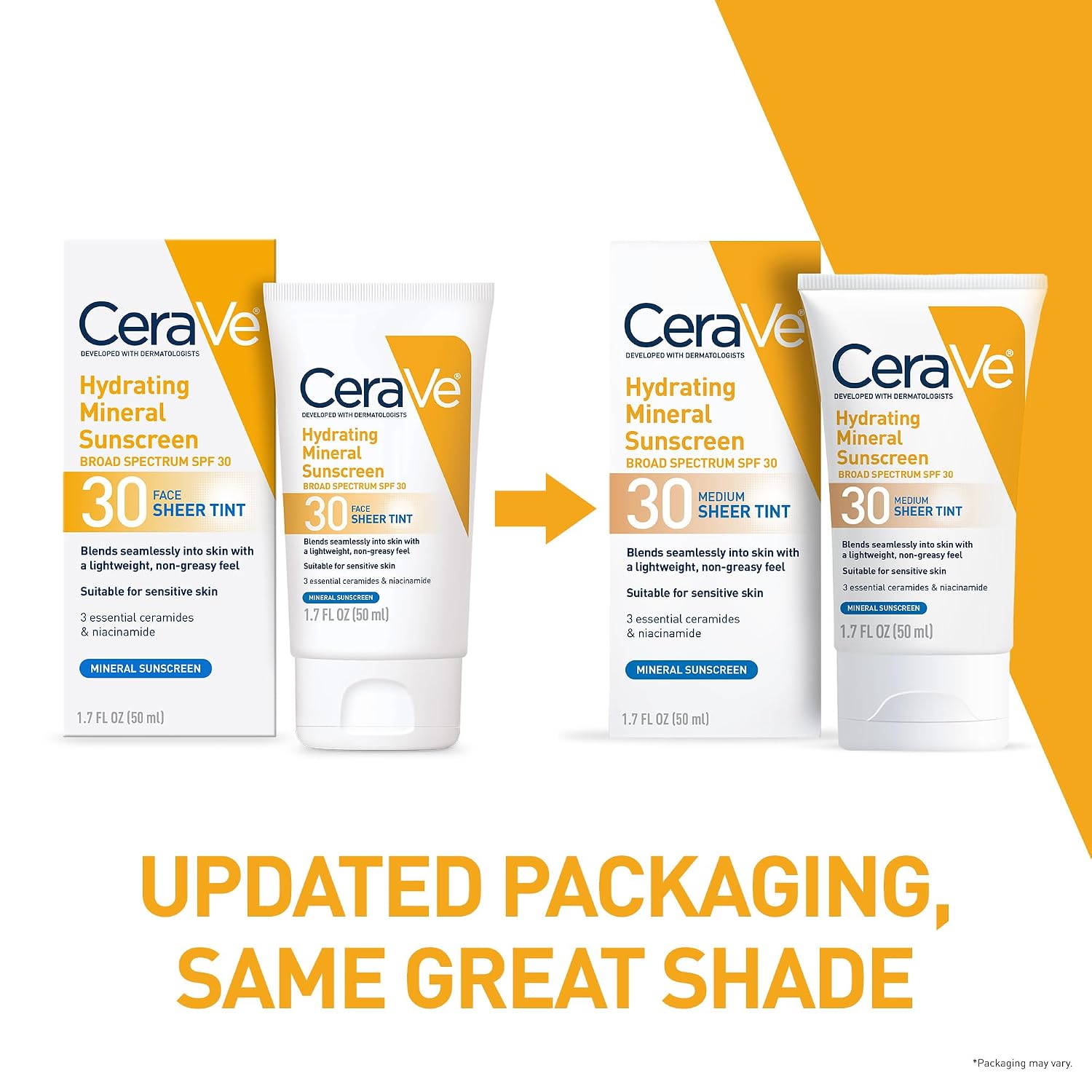CeraVe Hydrating Mineral SPF 30 Sheer Tint Face Sunscreen - For All Skin Types