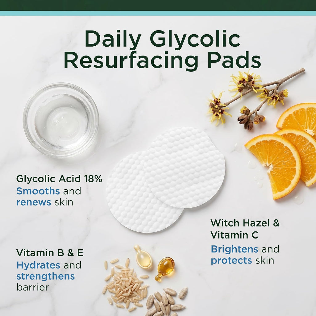 Tree of Life Beauty 18% Glycolic Acid Face Pads (50 Count) - Exfoliating Pads with Witch Hazel for Smoother Skin