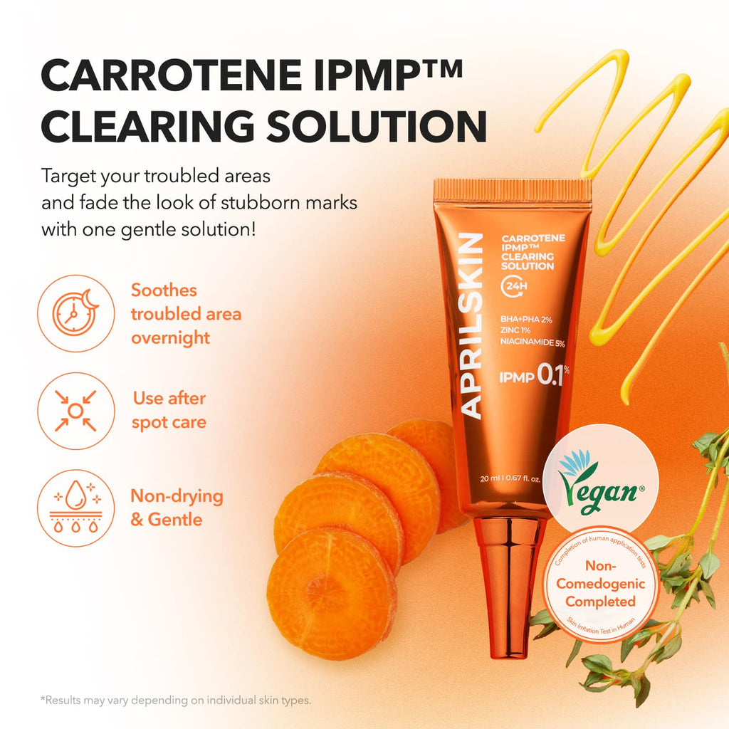 Soothe & Clear Acne with APRILSKIN Carrotene IPMP Solution - BHA/AHA/Niacinamide, 0.67 fl oz