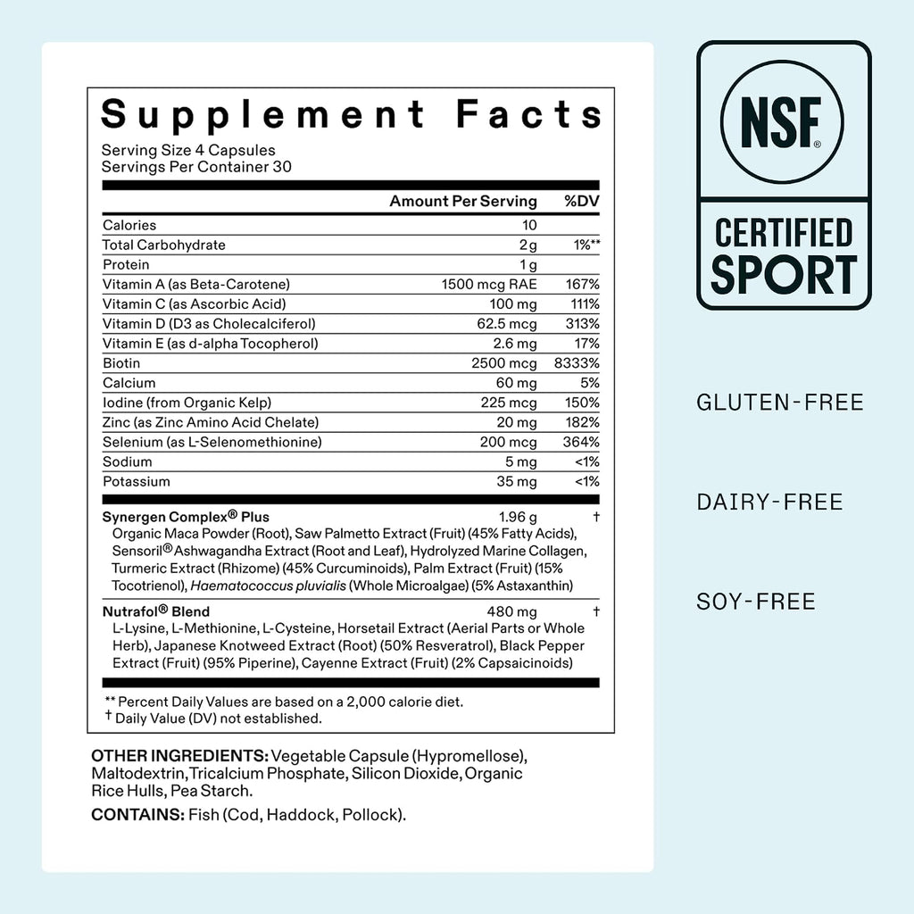 Nutrafol Women's Balance Hair Growth Supplements for Thinning Hair in 45+ Women-4-Capsule Daily Dose