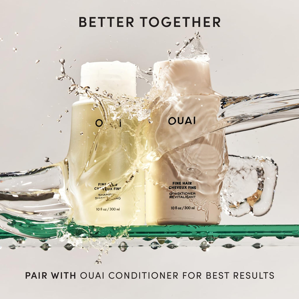 OUAI Fine Hair Volumizing Shampoo - Biotin Thickening for Flat Hair with Chia Seed Oil & Keratin, 10 Oz