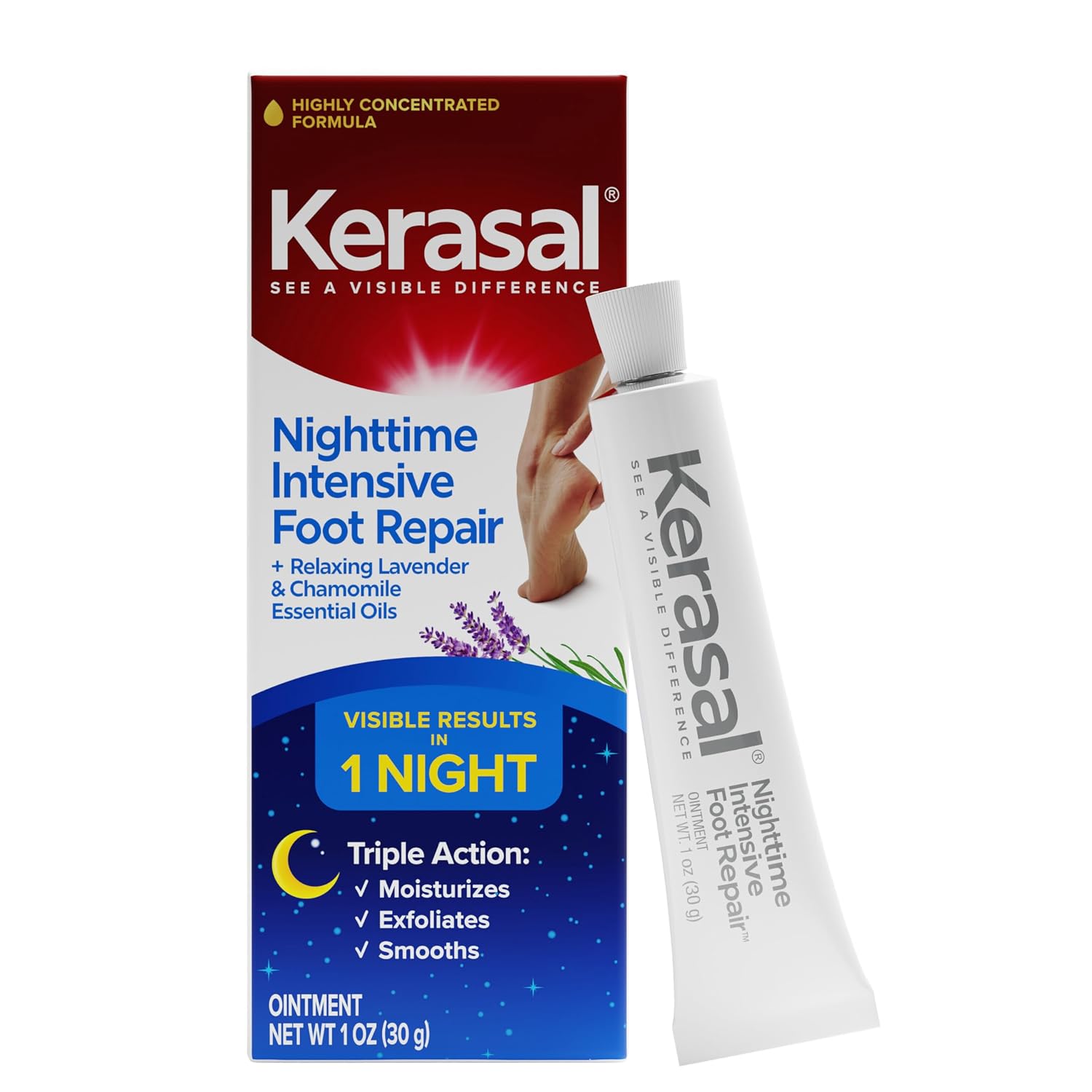 Kerasal Intensive Foot Repair Ointment for Cracked Heels & Dry Feet - Salicylic Acid & Urea, 1 Oz