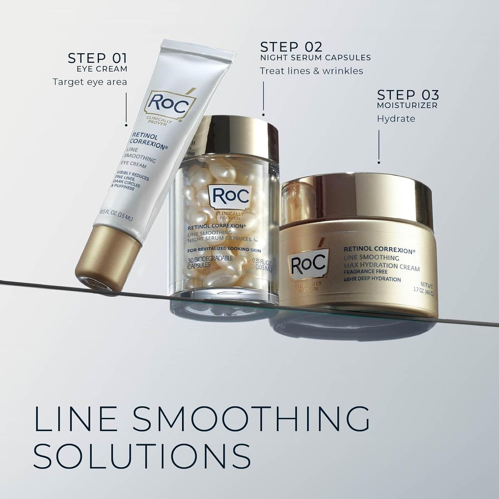RoC Retinol Correxion Max Hydration Anti-Aging Face Cream - Fragrance-Free & Oil-Free Moisturizer for Wrinkles & Dry Skin