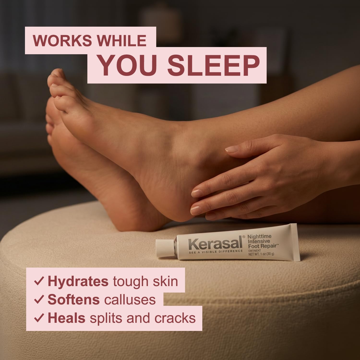 Kerasal Intensive Foot Repair Ointment for Cracked Heels & Dry Feet - Salicylic Acid & Urea, 1 Oz