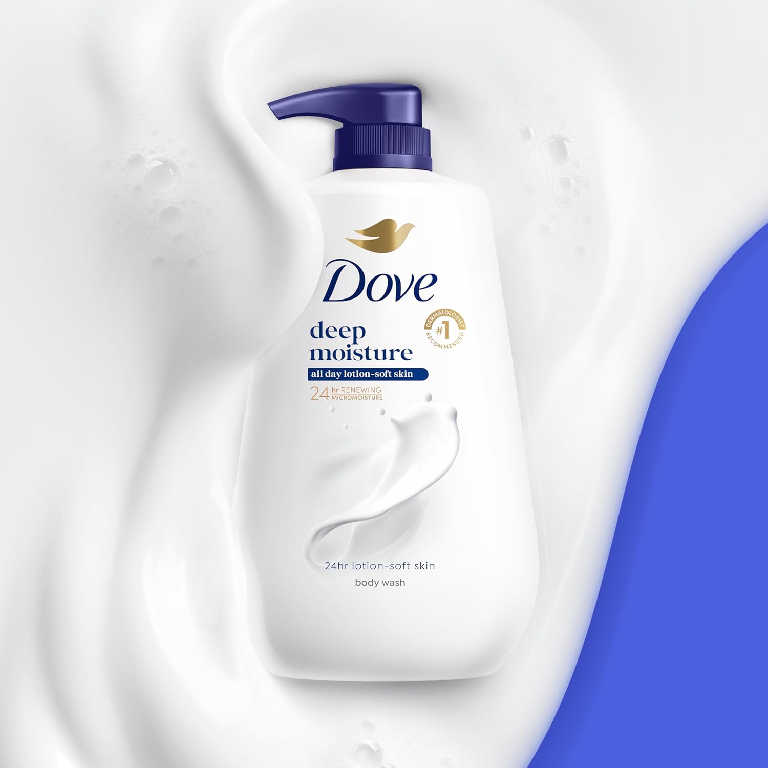 Dove Deep Moisture Body Wash for Dry Skin - 24HR Lotion Softness with No Sulfates & Parabens