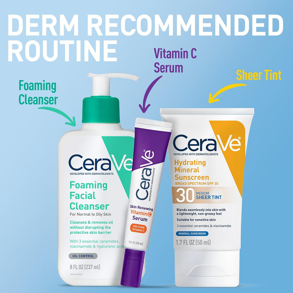 CeraVe Hydrating Mineral SPF 30 Sheer Tint Face Sunscreen - For All Skin Types